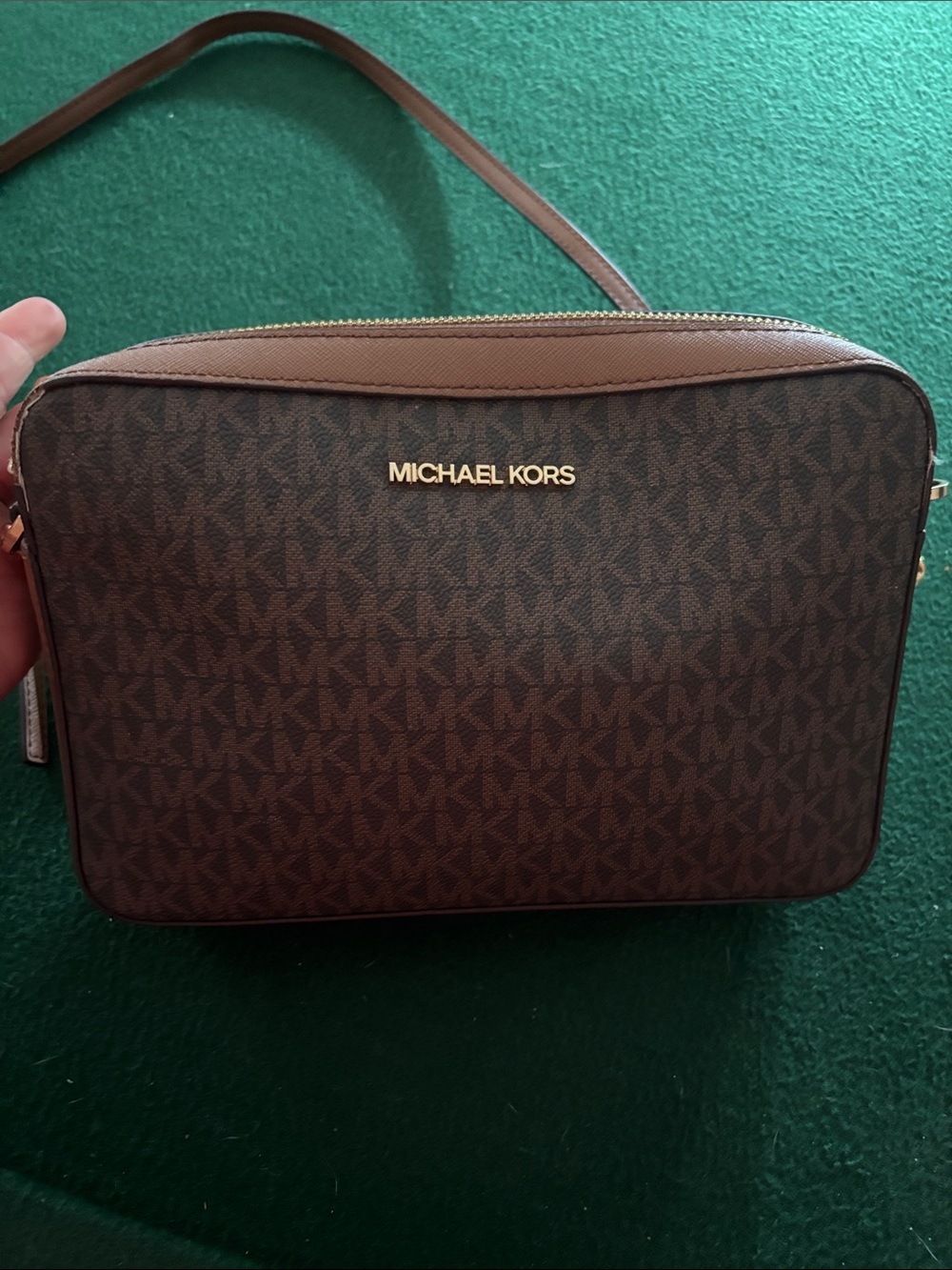 Michael Kors Jet Set Logo EW Crossbody Brown Chain Acorn